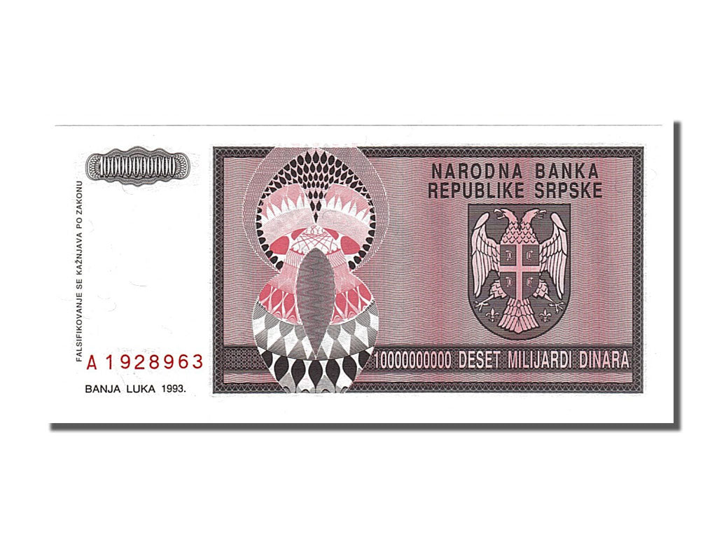 Banknote, Bosnia - Herzegovina, 10 Milliard Dinara, 1993, UNC(65-70)