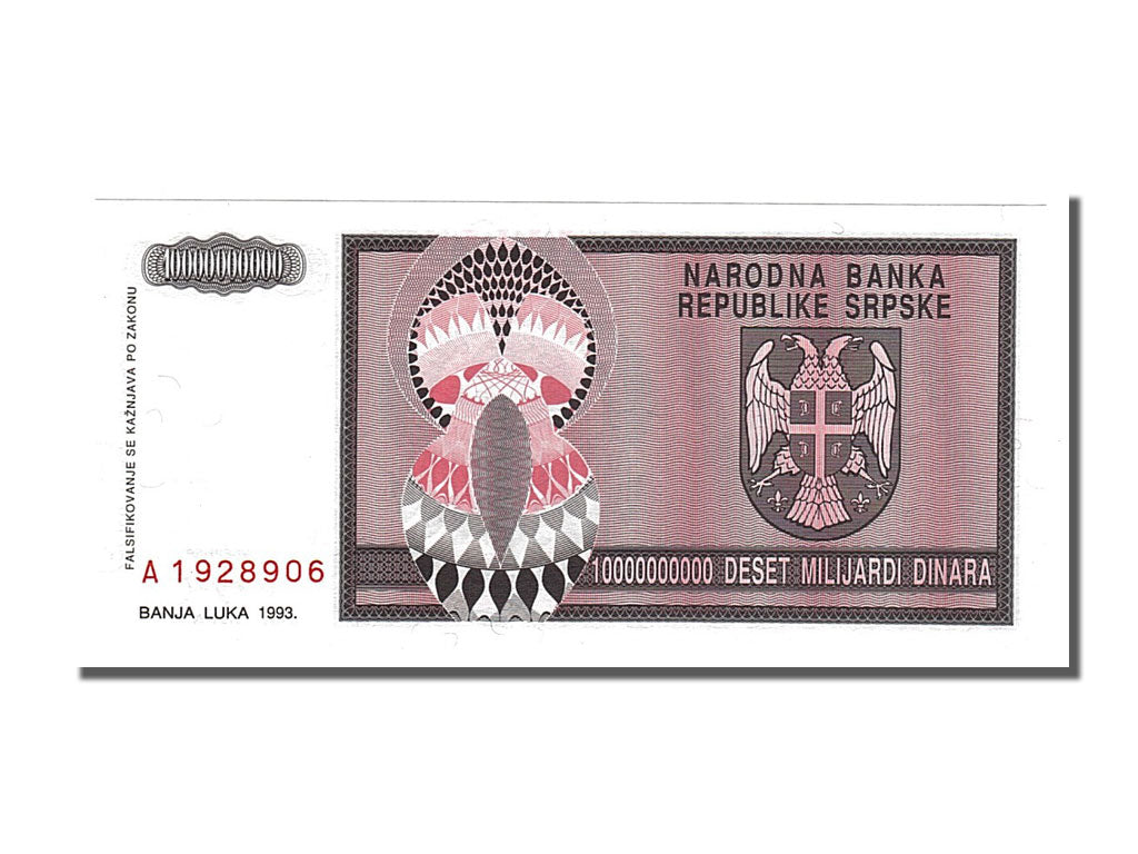 Banknote, Bosnia - Herzegovina, 10 Milliard Dinara, 1993, UNC(65-70)