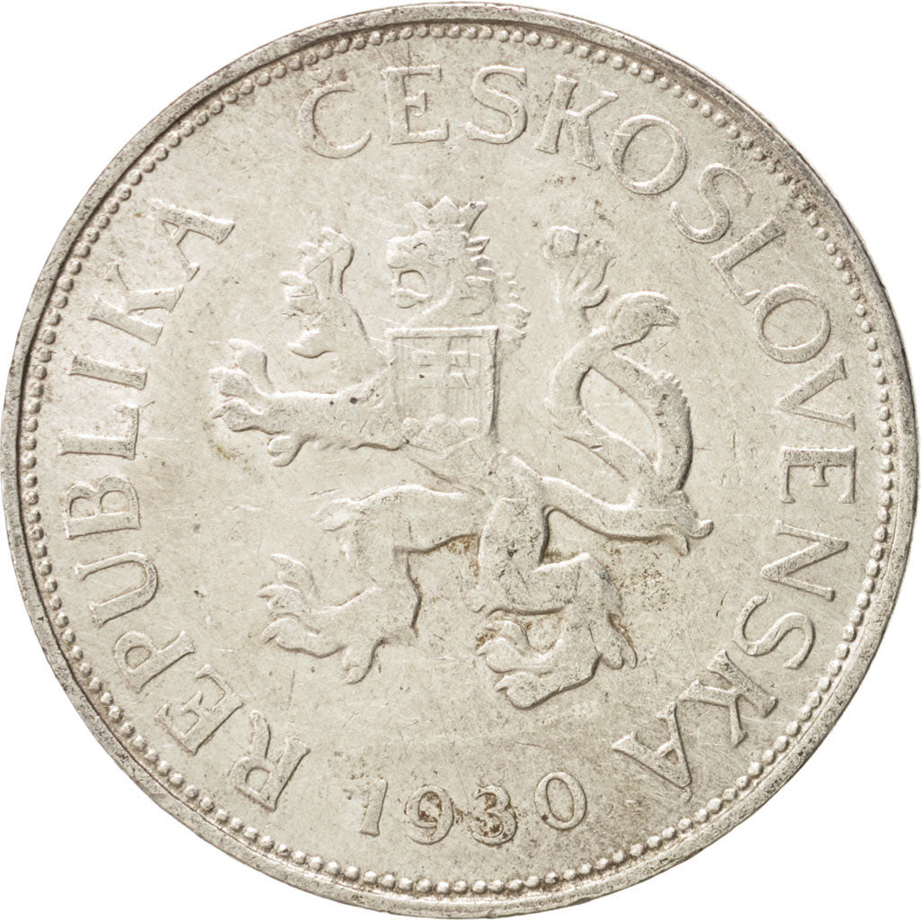Czechoslovakia, 5 Korun, 1930, AU(50-53), Silver, KM:11