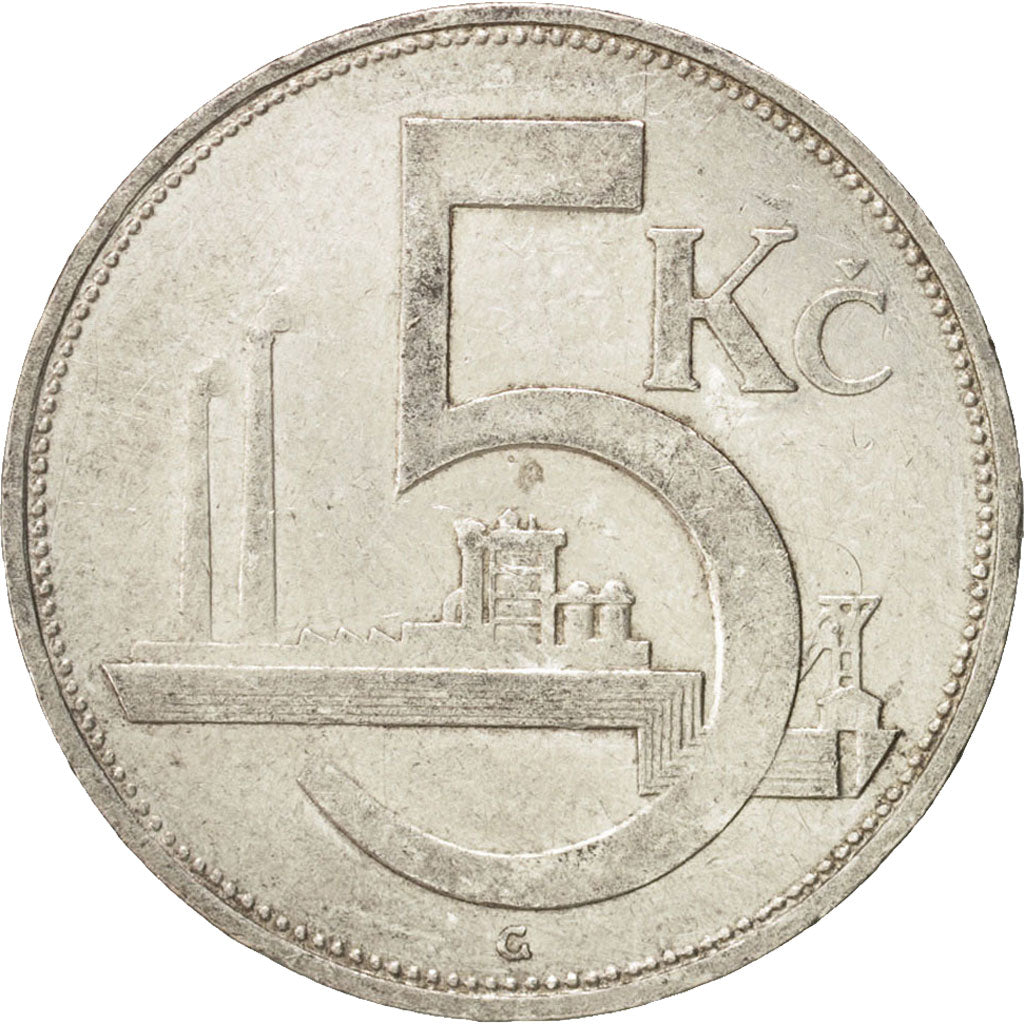 Czechoslovakia, 5 Korun, 1930, AU(50-53), Silver, KM:11