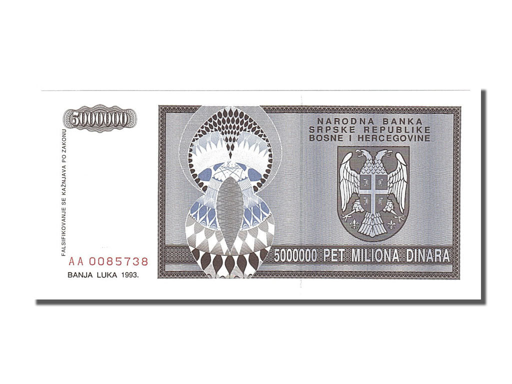 Banknote, Bosnia - Herzegovina, 5 Million Dinara, 1993, UNC(65-70)