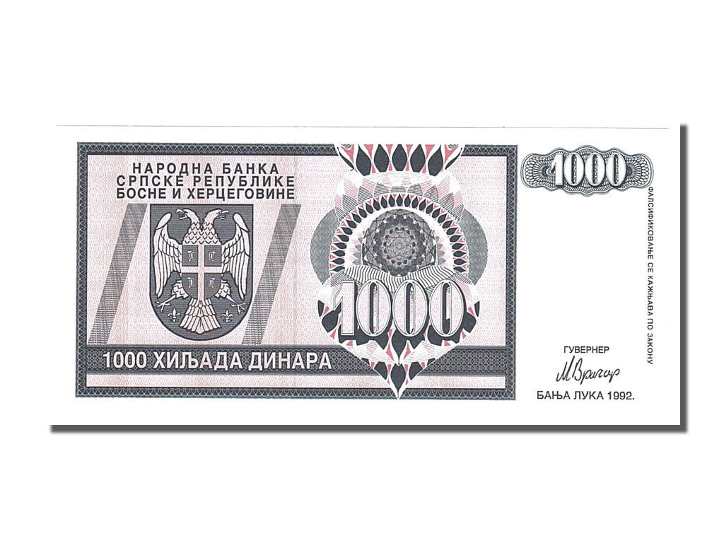 Banknote, Bosnia - Herzegovina, 1000 Dinara, 1992, UNC(65-70)