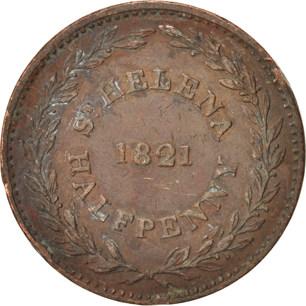 SAINT HELENA & ASCENSION, 1/2 Penny, 1821, EF(40-45), Copper, KM:A4