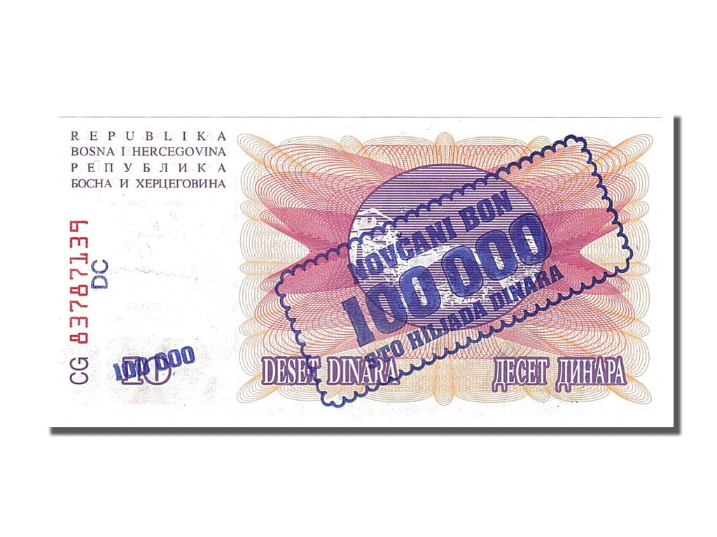 Banknote, Bosnia - Herzegovina, 100,000 Dinara, 1993, 1993-11-10, UNC(65-70)