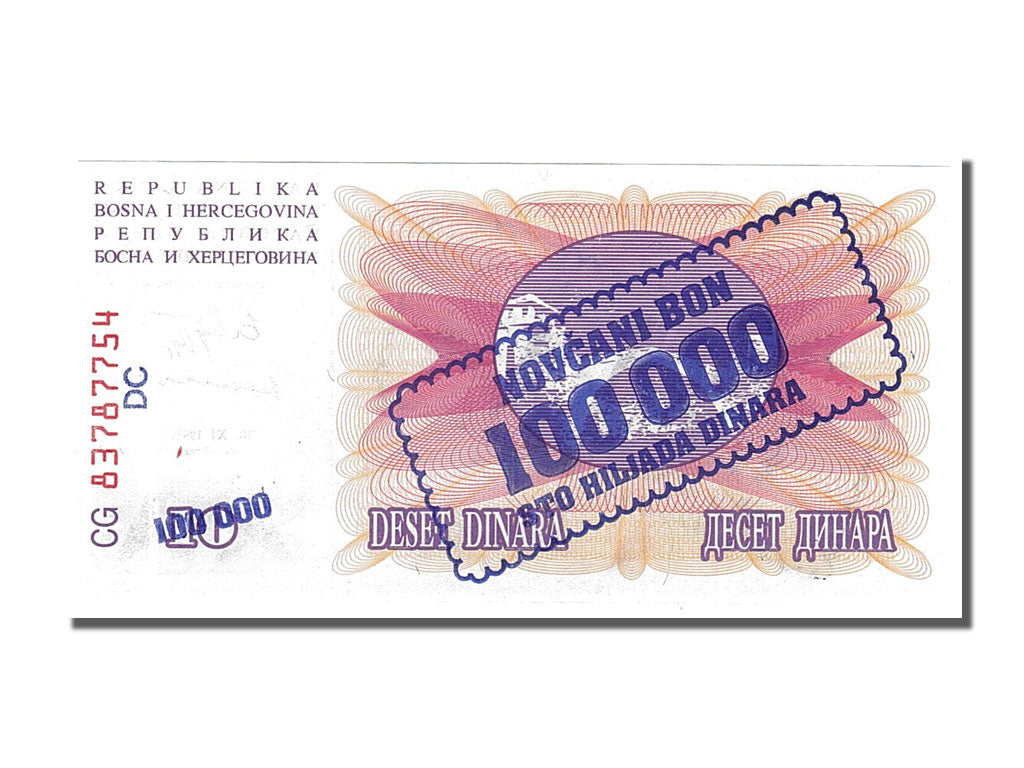 Banknote, Bosnia - Herzegovina, 100,000 Dinara, 1993, 1993-11-10, UNC(65-70)