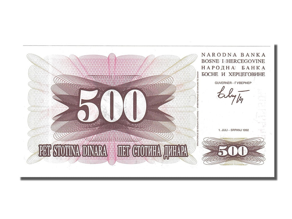 Banconote, Bosnia - Erzegovina, 500 Dinara, 1992, 1992-07-01, FDS
