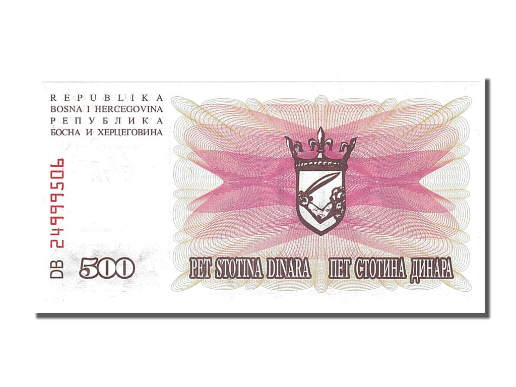 Banconote, Bosnia - Erzegovina, 500 Dinara, 1992, 1992-07-01, FDS