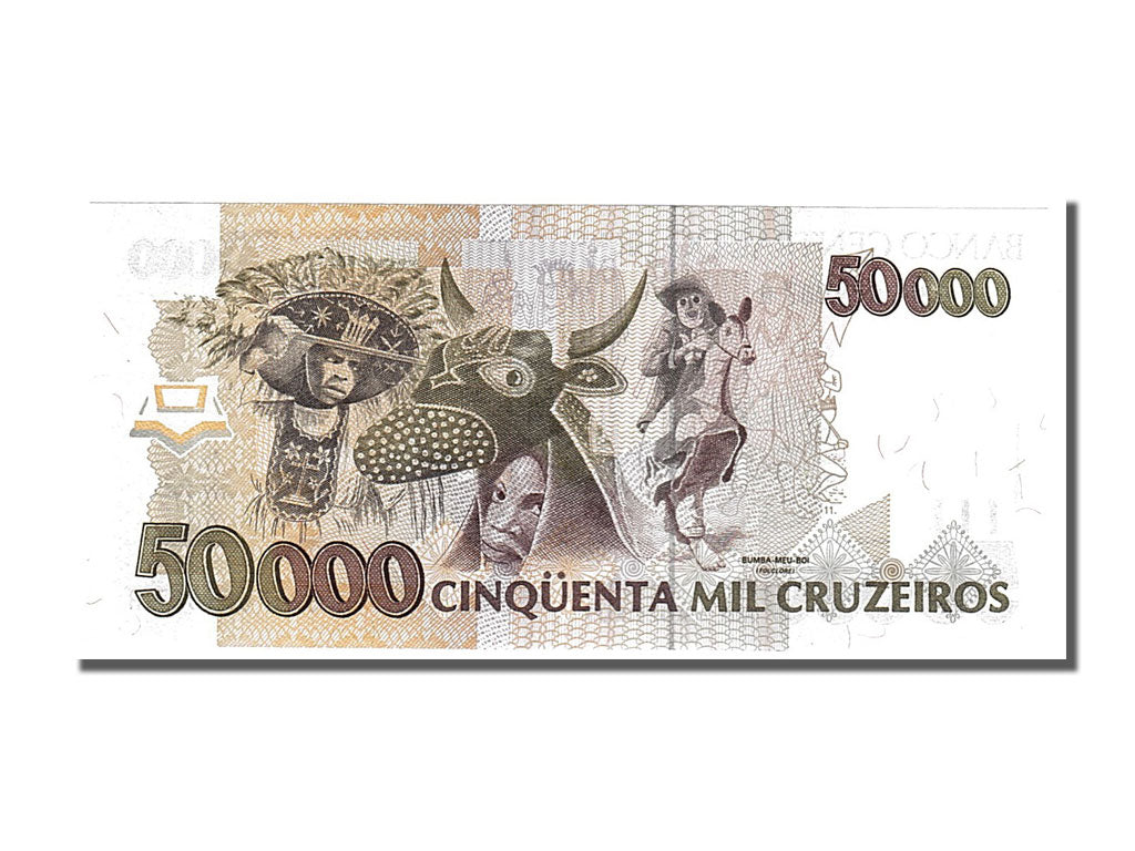 Banknote, Brazil, 50 Cruzeiros Reais on 50,000 Cruzeiros, 1993, UNC(65-70)