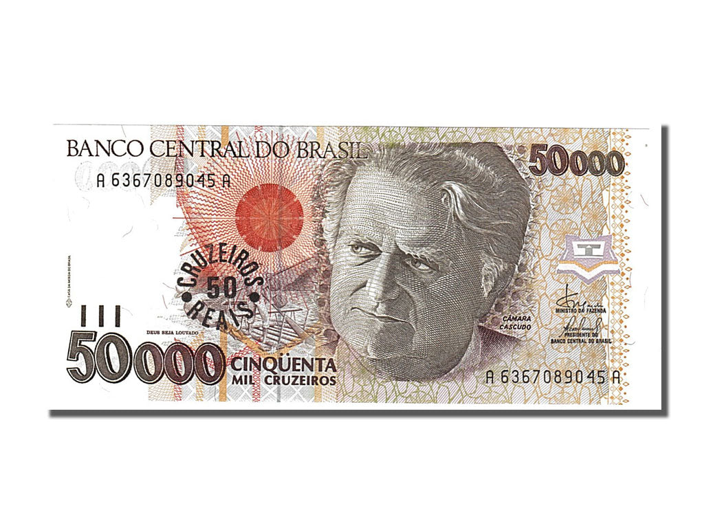 Biljet, Brazilië, 50 Cruzeiros Reais on 50,000 Cruzeiros, 1993, NIEUW