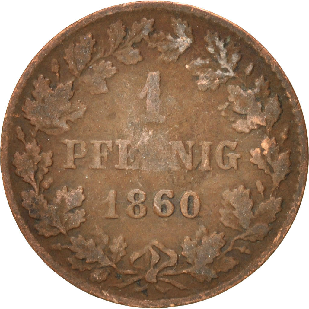 Etats allemands, NASSAU, Adolph, Pfennig, 1860, Wiesbaden, TTB, Cuivre, KM:73