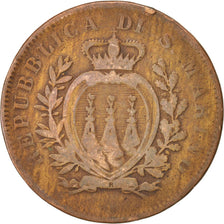 San Marino, 10 Centesimi, 1875, MB+, Rame, KM:2