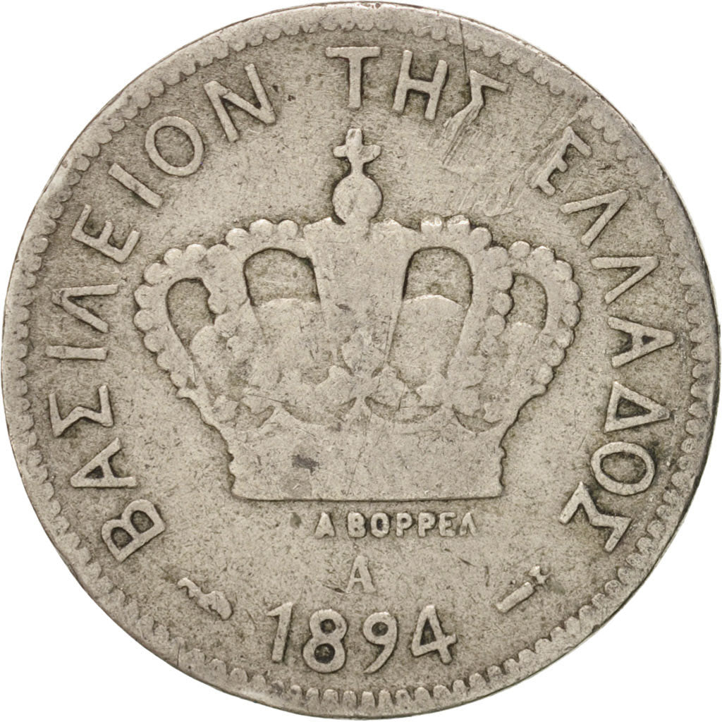 Greece, George I, 10 Lepta, 1894, Paris, EF(40-45), Copper-nickel, KM:59