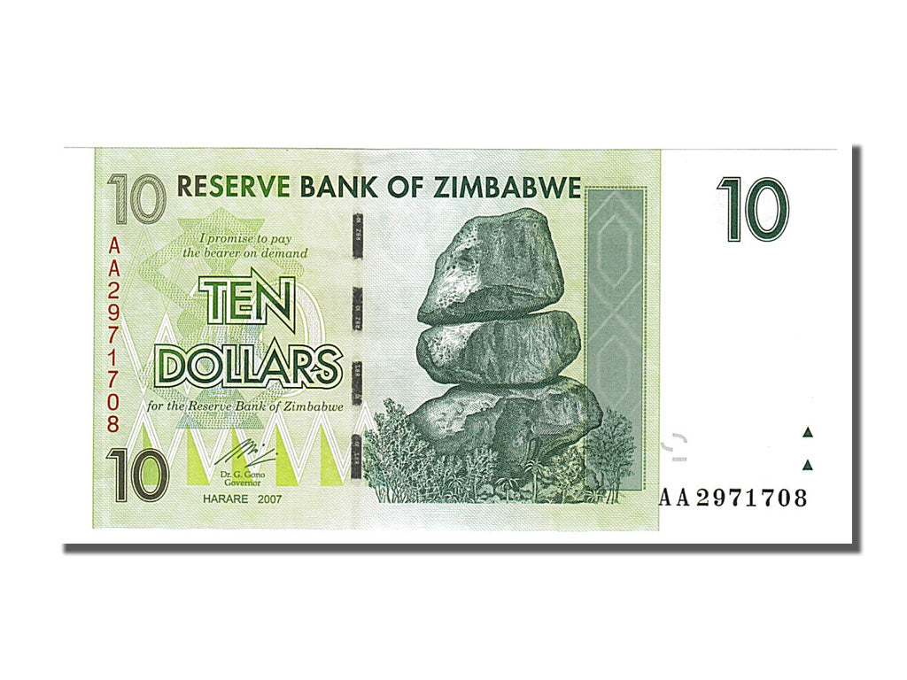 Billete, 10 Dollars, 2008, Zimbabue, 2008-08-01, UNC
