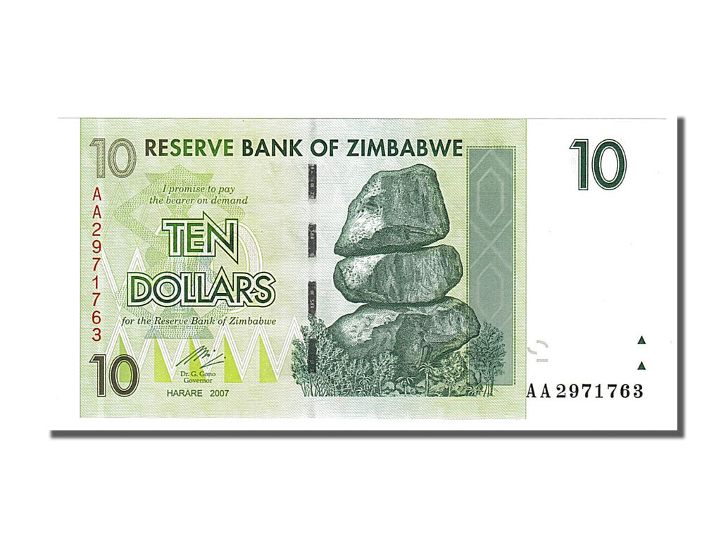 Banconote, Zimbabwe, 10 Dollars, 2008, 2008-08-01, FDS