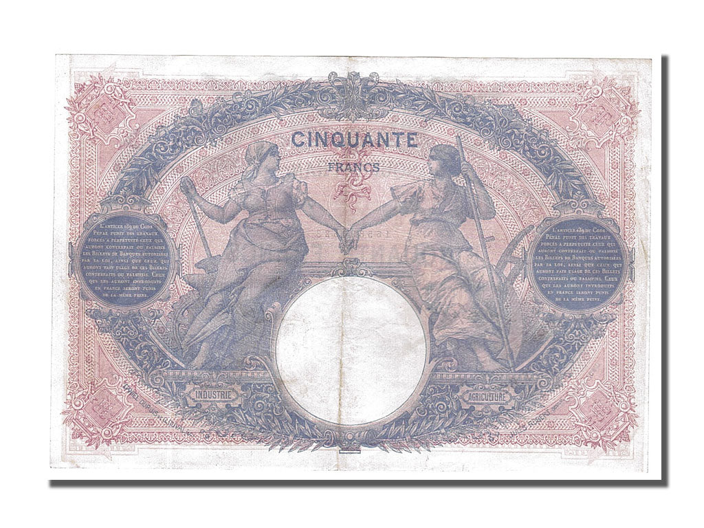 France, 50 Francs, 50 F 1889-1927 ''Bleu et Rose'', 1916, KM #64e, 1916-01-18,..