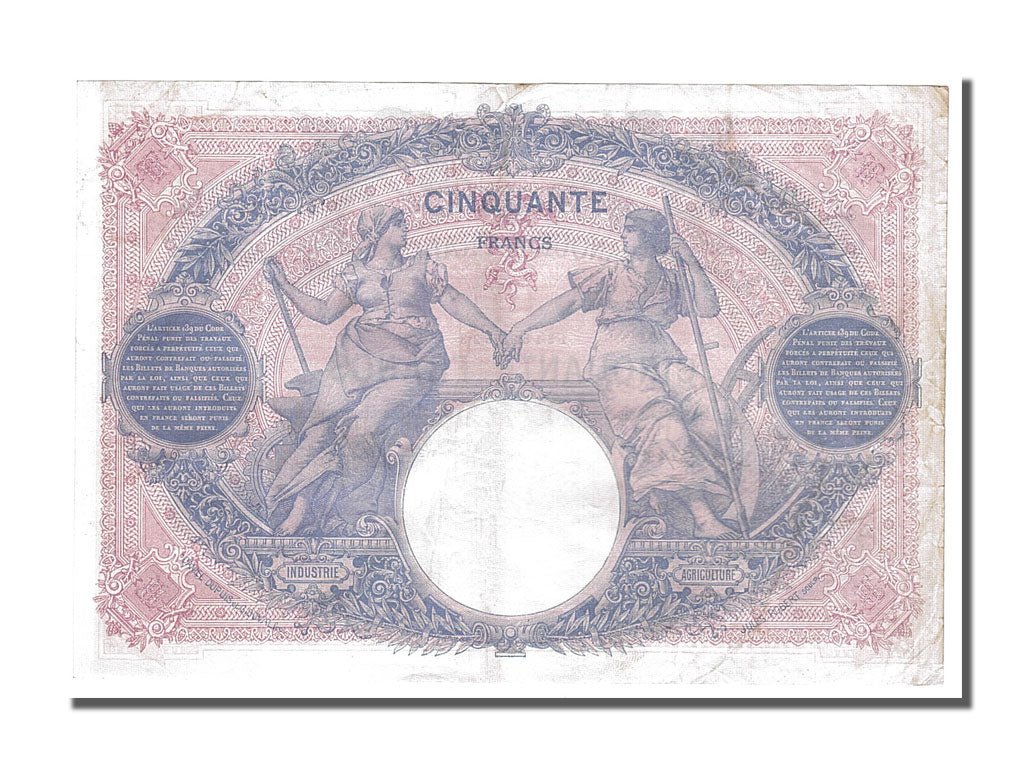 Banknote, France, 50 Francs, 50 F 1889-1927 ''Bleu et Rose'', 1914, 1914-06-03
