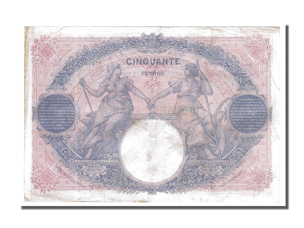 Banknote, France, 50 Francs, 50 F 1889-1927 ''Bleu et Rose'', 1914, 1914-06-03