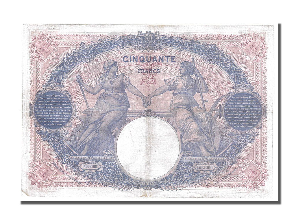 Banknote, France, 50 Francs, 50 F 1889-1927 ''Bleu et Rose'', 1914, 1914-03-09