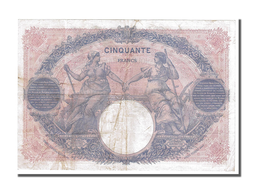 Banknote, France, 50 Francs, 50 F 1889-1927 ''Bleu et Rose'', 1915, 1915-08-30