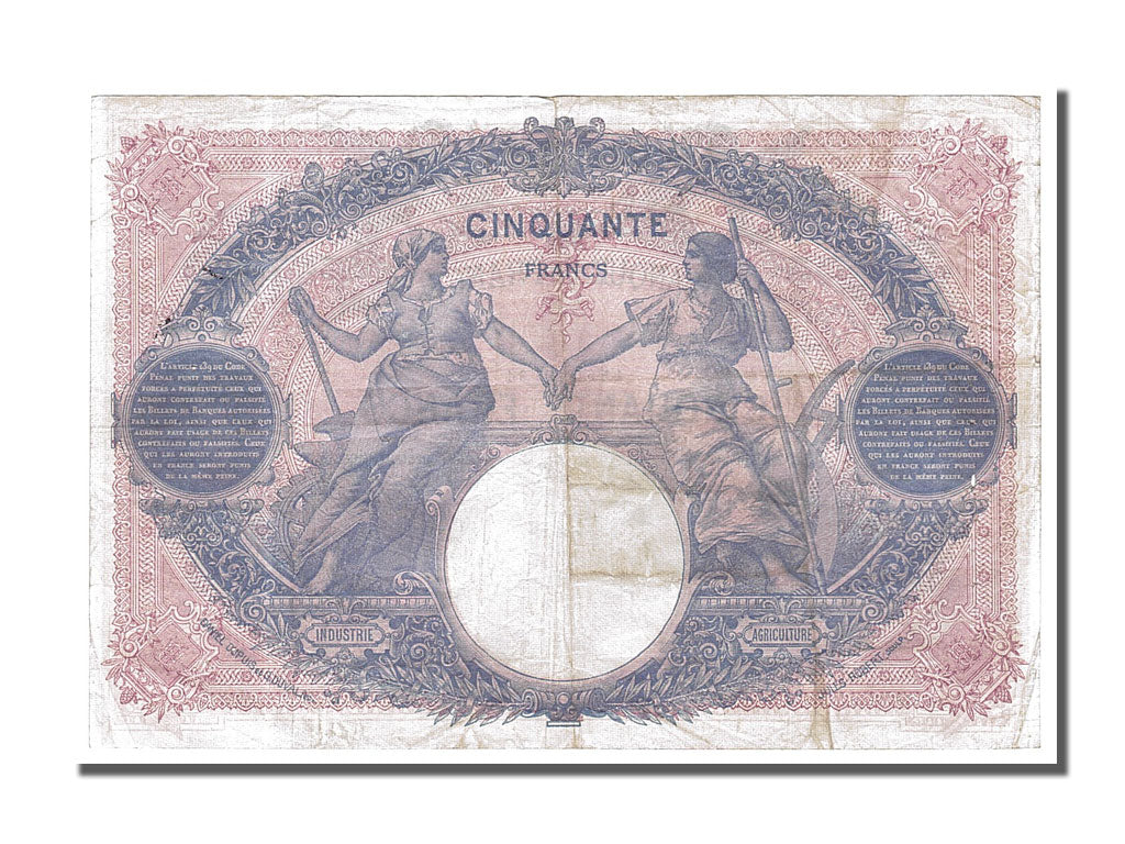 Banknote, France, 50 Francs, 50 F 1889-1927 ''Bleu et Rose'', 1915, 1915-05-28