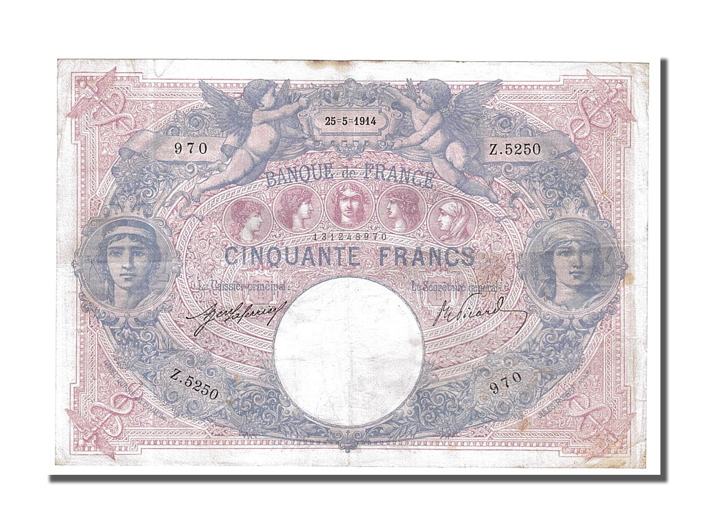 Banknote, France, 50 Francs, 50 F 1889-1927 ''Bleu et Rose'', 1914, 1914-05-25