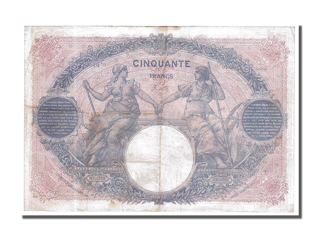 Banknote, France, 50 Francs, 50 F 1889-1927 ''Bleu et Rose'', 1914, 1914-05-25