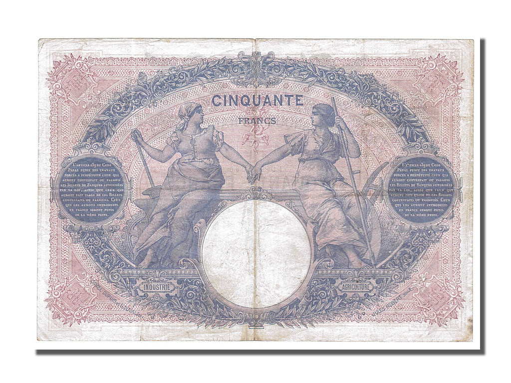 Banconote, Francia, 50 Francs, 50 F 1889-1927 ''Bleu et Rose'', 1913
