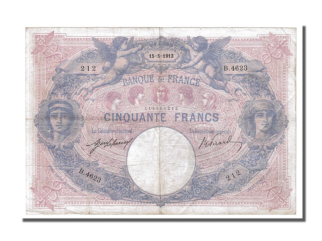 Banknote, France, 50 Francs, 50 F 1889-1927 ''Bleu et Rose'', 1913, 1913-05-15