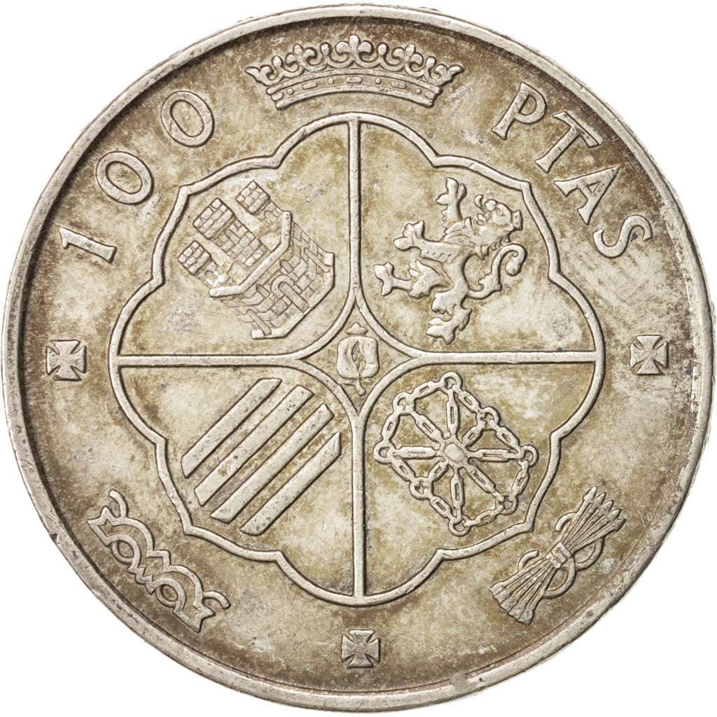 Coin, Spain, Caudillo and regent, 100 Pesetas, 1966, EF(40-45), Silver, KM:797