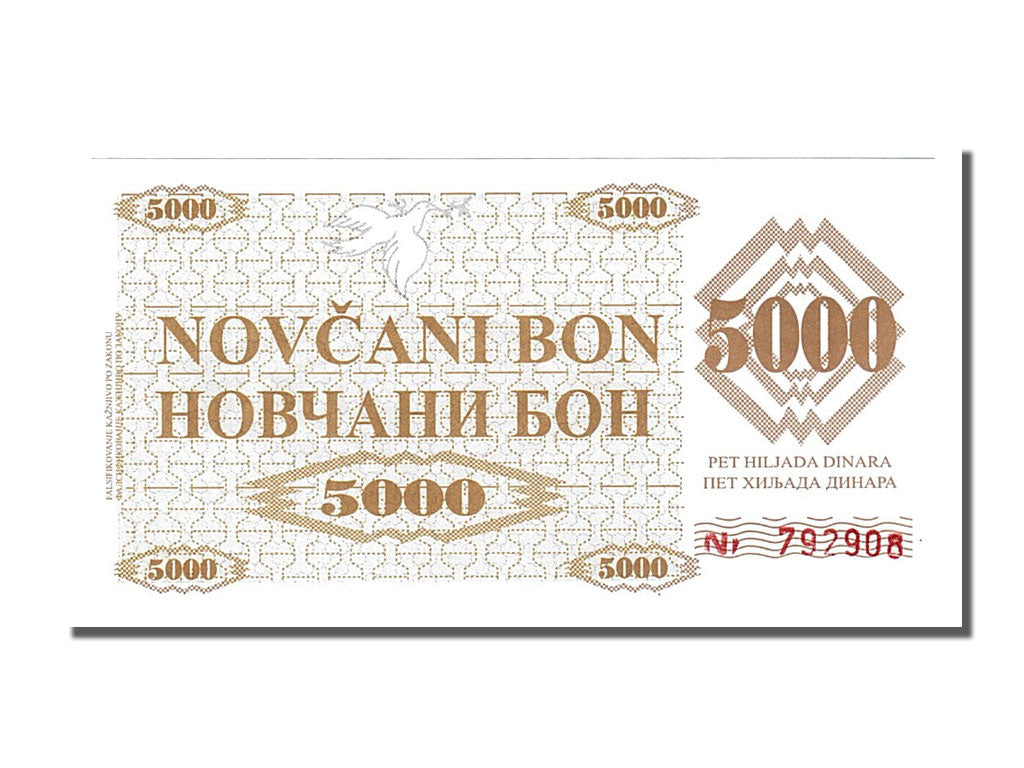 Banknote, Bosnia - Herzegovina, 5000 Dinara, 1992, UNC(65-70)