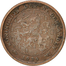 Netherlands, Wilhelmina I, 1/2 Cent, 1934, EF(40-45), Bronze, KM:138