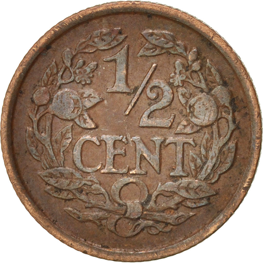 Netherlands, Wilhelmina I, 1/2 Cent, 1934, EF(40-45), Bronze, KM:138