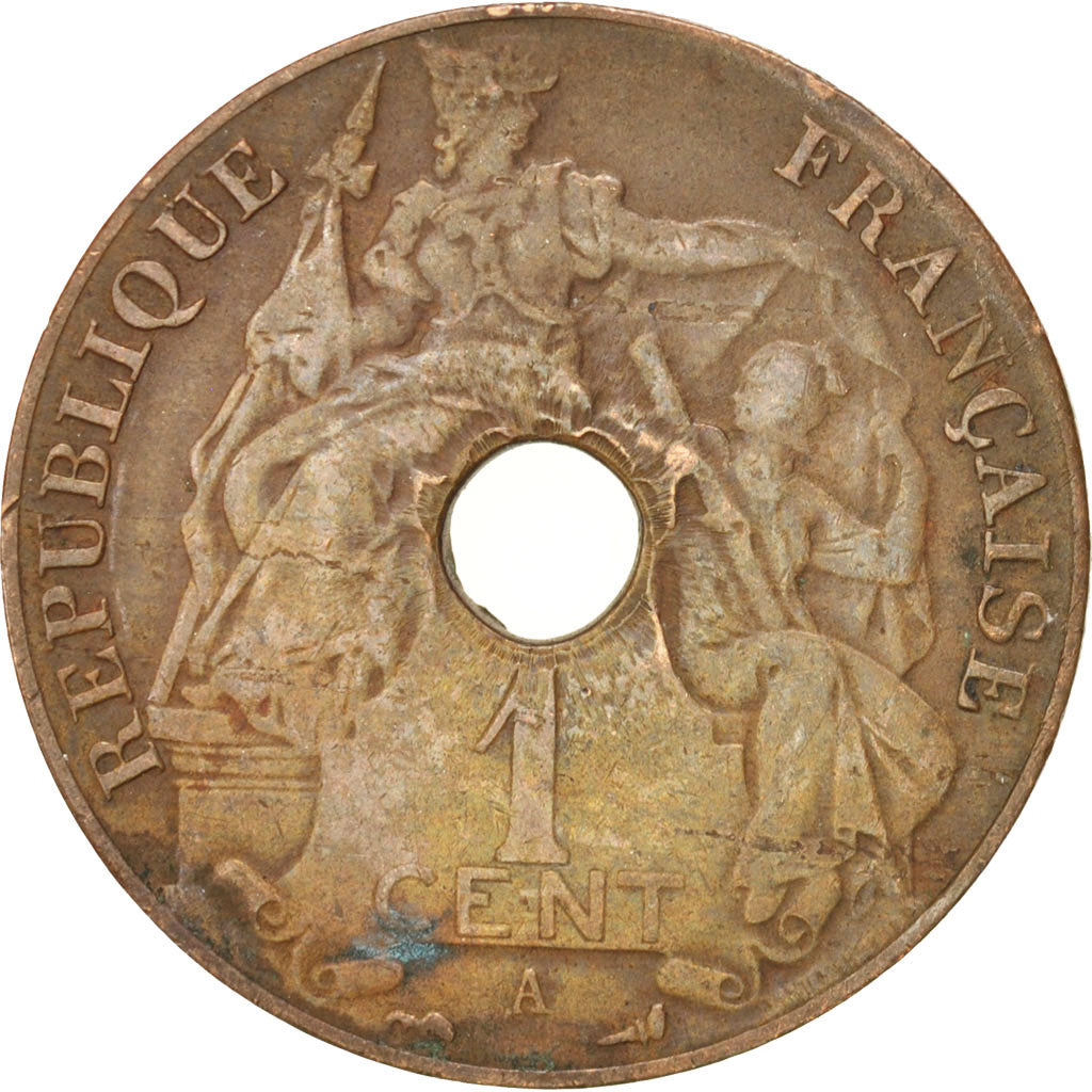 FRENCH INDO-CHINA, Cent, 1911, EF(40-45), Bronze, KM:12.1, Lecompte:72