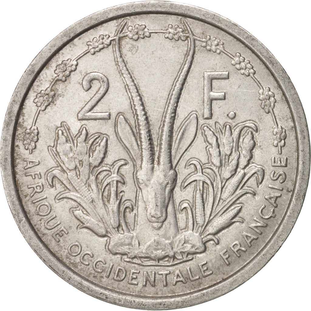 French West Africa, 2 Francs, 1948, AU(55-58), Aluminum, KM:4, Lecompte:11