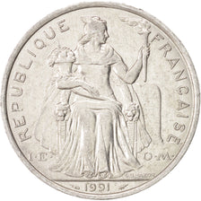 French Polynesia, 5 Francs, 1991, AU(55-58), Aluminum, KM:12, Lecompte:60