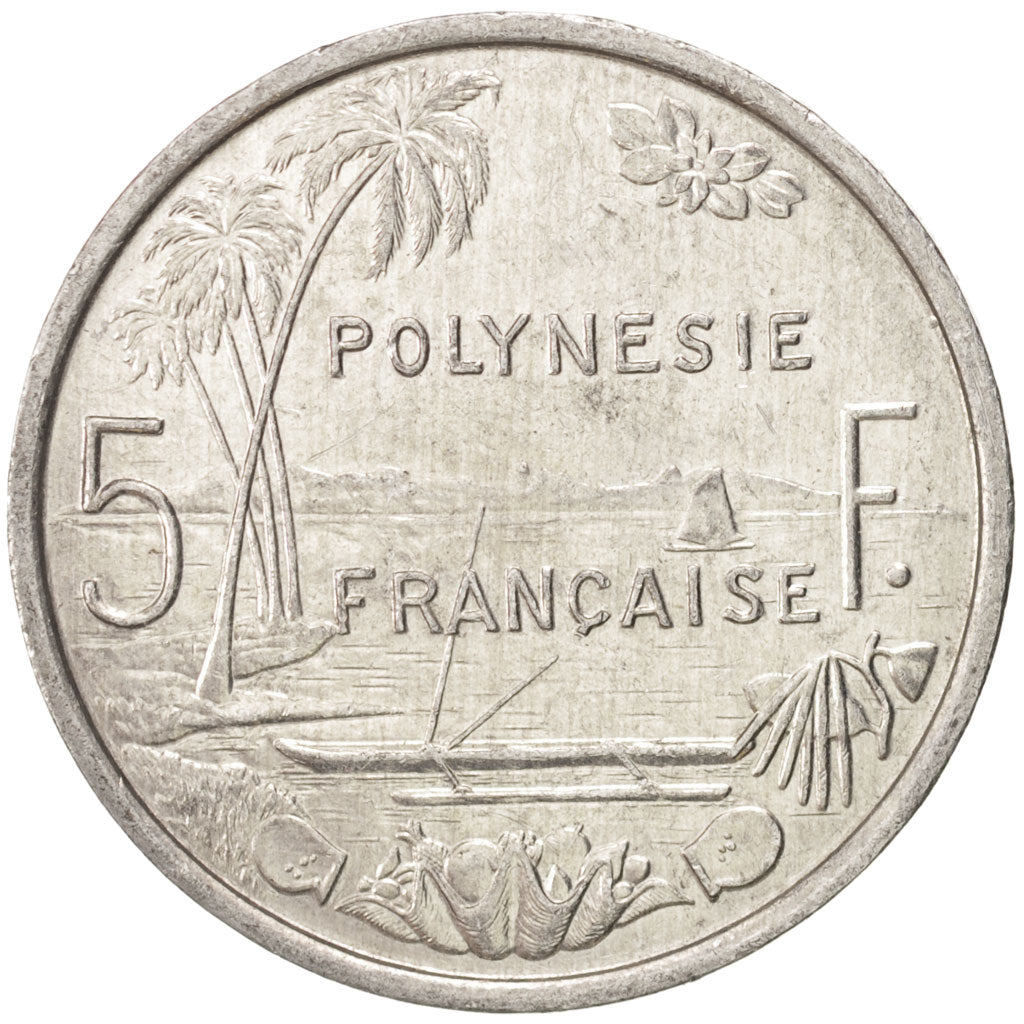 French Polynesia, 5 Francs, 1991, AU(55-58), Aluminum, KM:12, Lecompte:60