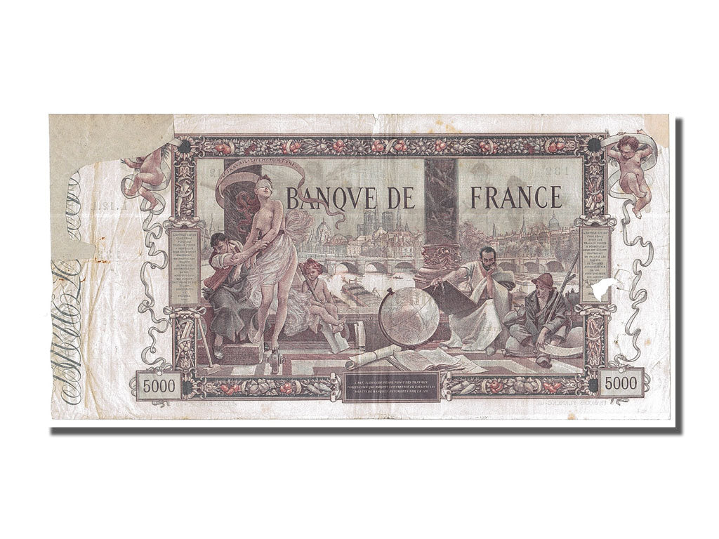 FRANCE, 5000 Francs, 1918, KM #76, 1918-01-15, F(12-15)