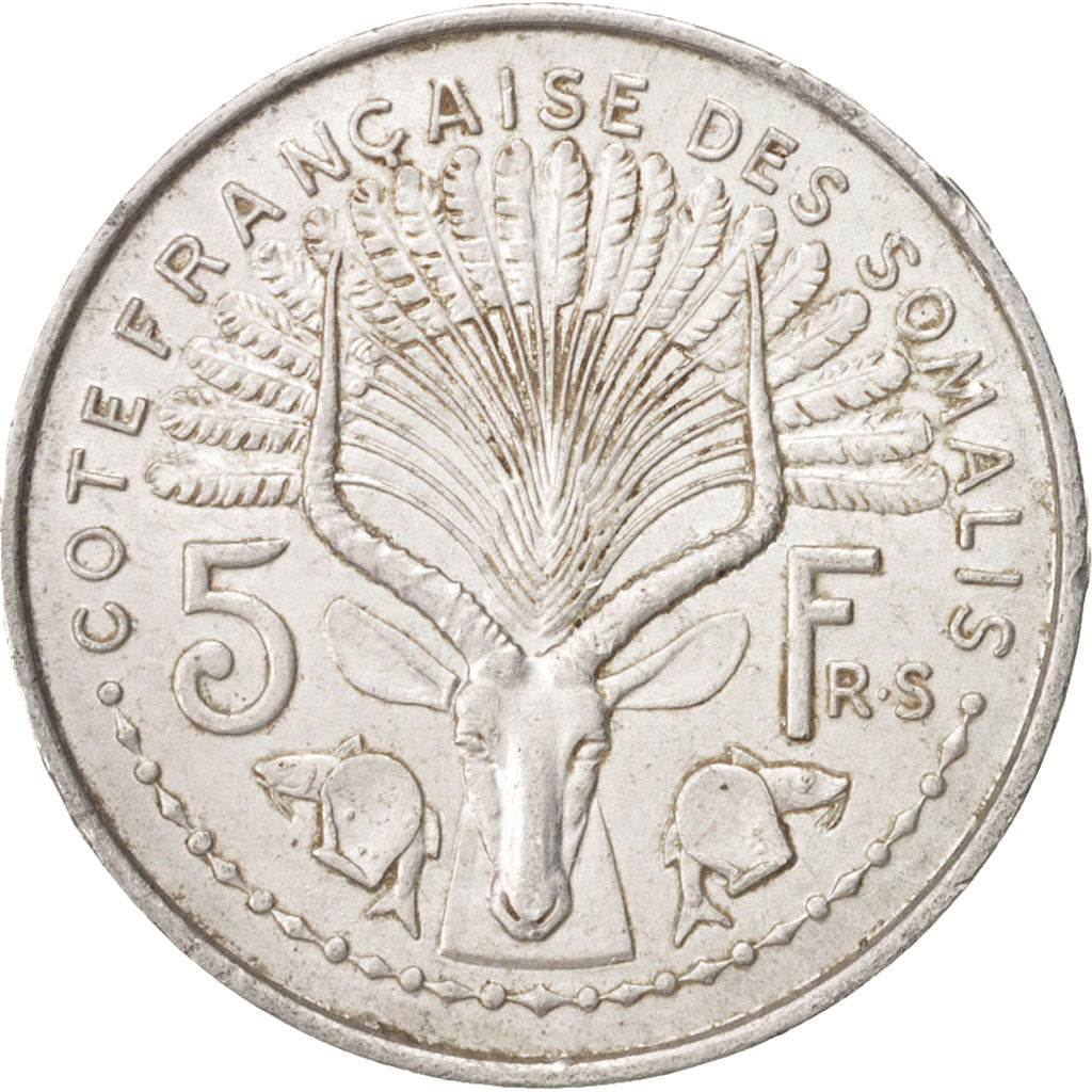 French Somaliland, 5 Francs, 1948, Paris, EF(40-45), Aluminum, KM:6