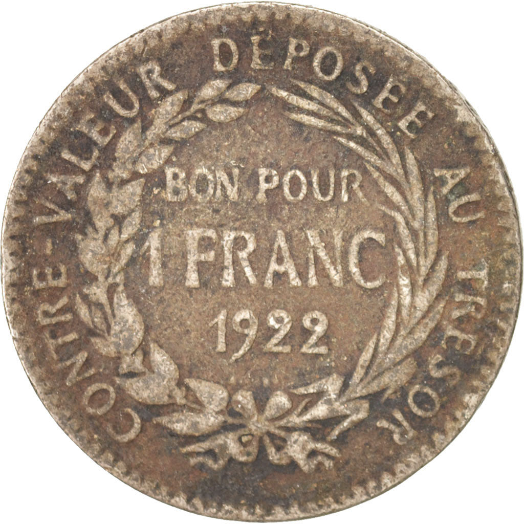 Martinique, Franc, 1922, VF(20-25), Copper-nickel, KM:41