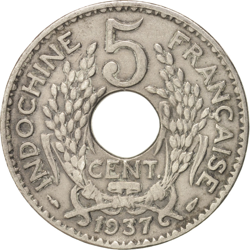 Münze, FRENCH INDO-CHINA, 5 Cents, 1937, Paris, SS, Copper-nickel, KM:18