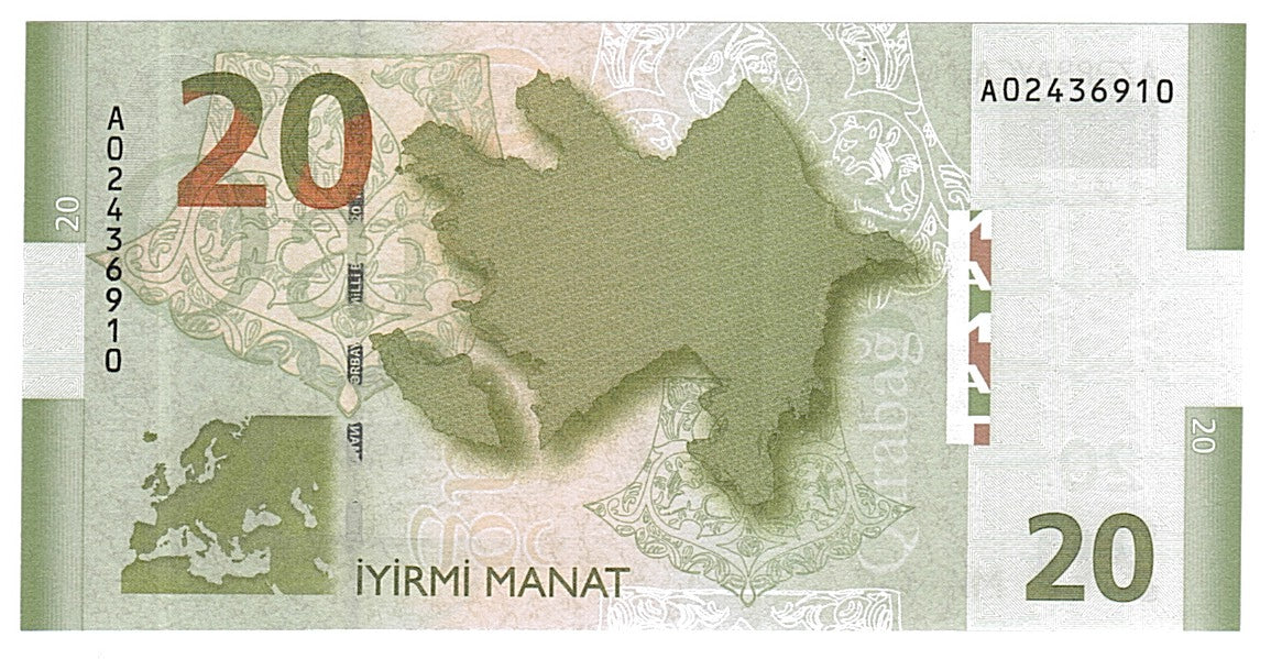 Biljet, Azerbeidjan, 20 Manat, 2005, NIEUW
