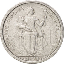 FRENCH OCEANIA, Franc, 1949, AU(55-58), Aluminum, KM:2, Lecompte:18