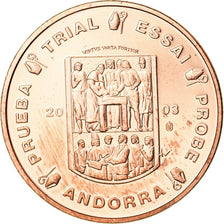 Andorra, medaglia, 2 C, Essai Trial, 2003, FDC, Rame