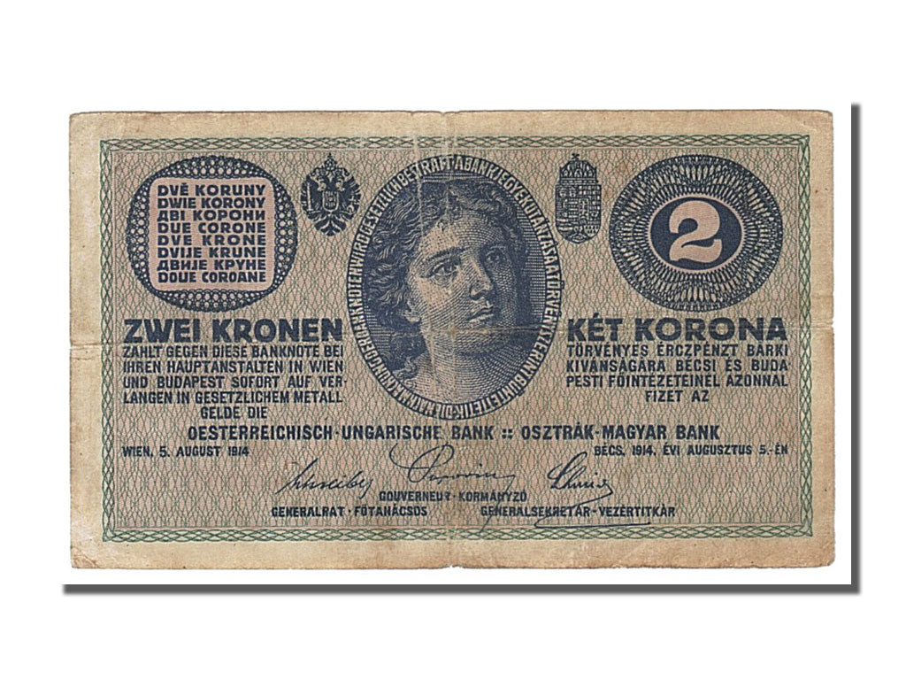 Austria, 2 Kronen, 1914, KM #17b, 1914-08-05, VF(30-35), C744904