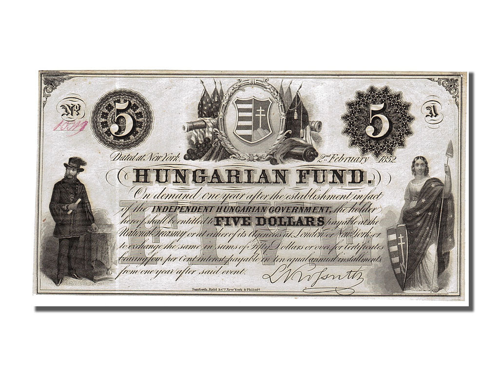 Banknote, Hungary, 5 Dollars, 1852, 1852-02-02, UNC(63)