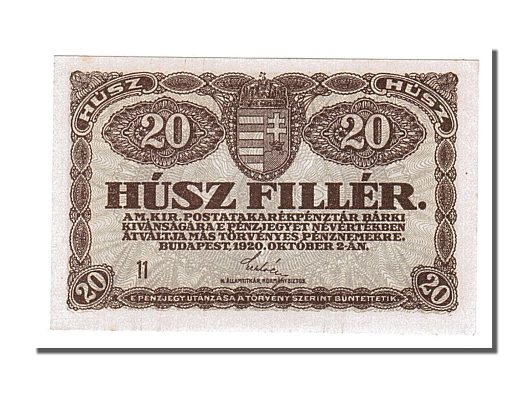 Hungary, 20 Fillér, 1920, KM #43, 1920-10-02, UNC(65-70), 11