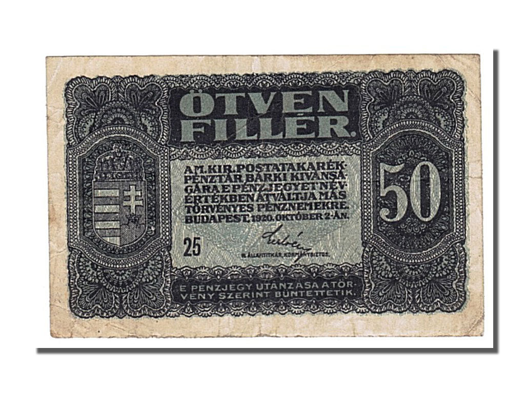 Hungary, 50 Fillér, 1920, KM #44, 1920-10-02, EF(40-45), 25