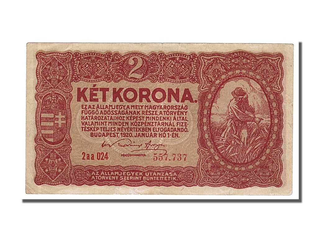 Banknote, Hungary, 2 Korona, 1920, 1920-01-01, AU(55-58)