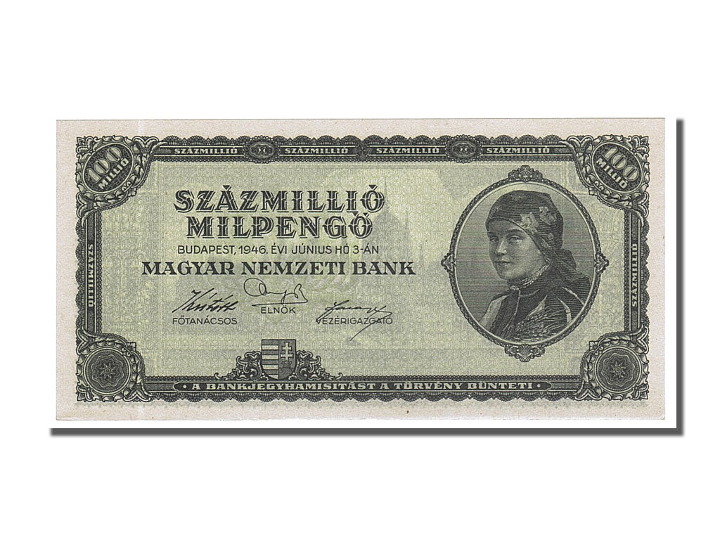 Hungary, 100 Million Milpengö, 1946, KM #130, 1946-06-03, UNC(65-70)