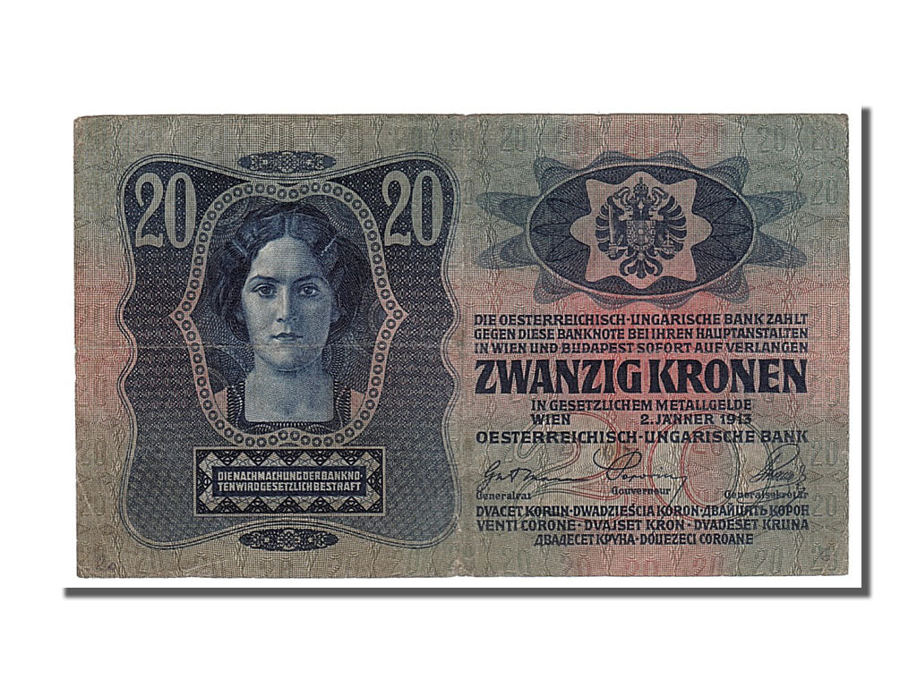 Czechoslovakia, 20 Korun, 1913, KM #2A, 1913-01-02, EF(40-45), 395173